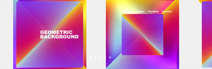 a set of geometric backgrounds with a rainbow colored gradient