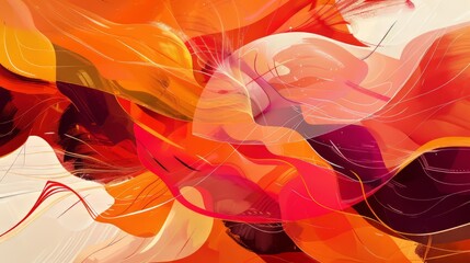 An abstract illustration showcasing analogous colors such as red, red orange, and orange, conveying a sense of passion and excitement