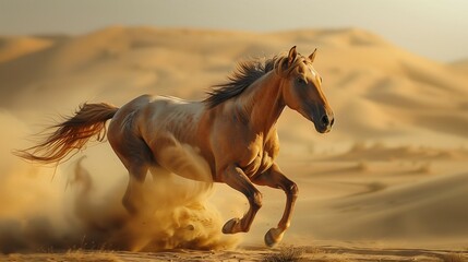Obraz na płótnie Canvas Elegant Equine Movement in Abu Dhabi Sands, generative ai