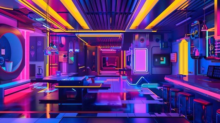 Bold and energetic design with vibrant neon accents