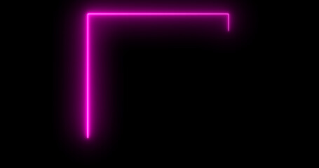 Moving tracing square frame border neon stripes dark bg. Glowing luminous banner seamless loop rectangle light ray rotation. Electric current flowing technology data transfer concept backdrop.