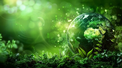 Obraz na płótnie Canvas Environment World Earth Day, Green Earth with Environment icons. Saving the environment, and environmentally sustainable, Environmental technology.