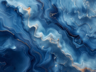 Fototapeta premium The image is a blue and gold swirl that looks like a wave