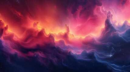 A colorful space scene with a purple and blue cloud in the middle