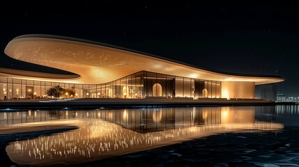 Cultural Fusion: Louvre Abu Dhabi's Glowing Architecture, generative ai