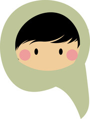 Fototapeta premium a cute hijabi girl happy ramadhan and eid, chibi hijab mengucapkan selamat ramadhan dan idul fitri