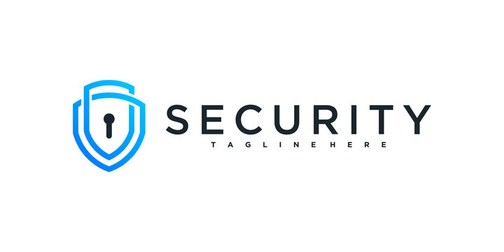 Security shield logo design with modern style. Premium Vector