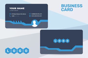 The picture shows a modern business card template. Clean and minimalistic design emphasizes the corporate identity of the company. The image reflects professionalism and elegance.