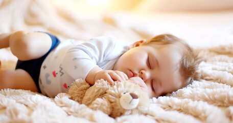 Time for dreams - the baby sleeps peacefully in their crib, dreaming sweet dreams
