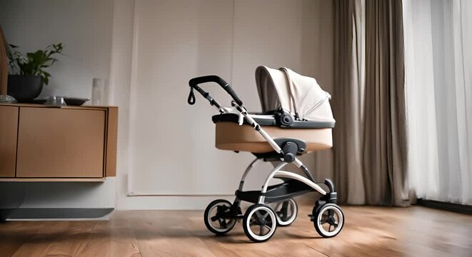 Baby stroller at home.	
