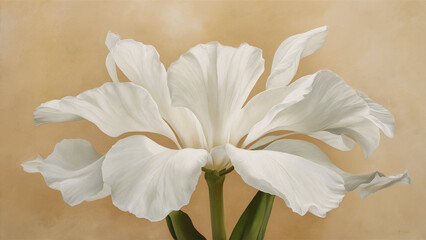 white lily flower in oil paint