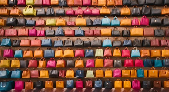 Colorful Bags in a bag store.	
