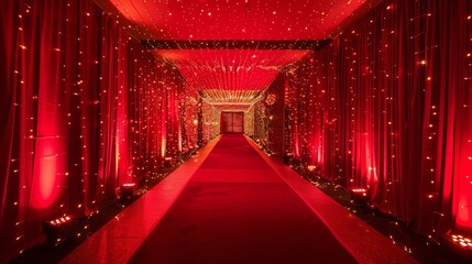 Red carpet awards backdrop with VIP treatment and star-studded ambiance