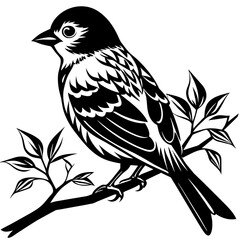     Bird on a branch vector illustration.
