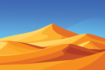 Fototapeta na wymiar Big 3d realistic background of sand dunes. Desert landscape with blue sky vector design