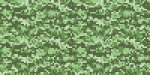 Digital pixel camouflage military texture  background. Seamless pattern.Vector. ピクセルでできた迷彩パターン
