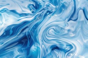 Mesmerizing abstract liquid glass wallpapers for gadget screen on blue background minimalists. Fluid elegance and vibrant hues. Unique artistry wallpaper. Shine brilliance of liquid glass effect - obrazy, fototapety, plakaty