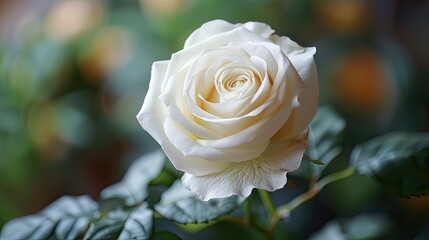 Solitary Beauty: White Rose on Isolated Background