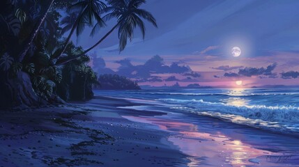 Everlasting tranquility of a secluded beach at twilight