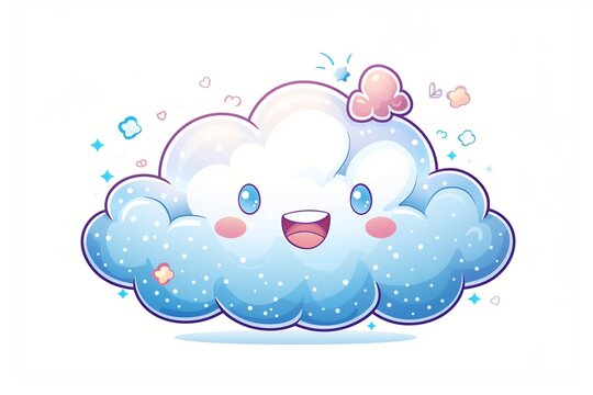 illustration of a flufy cartoonish cute cloud isolated on a white background