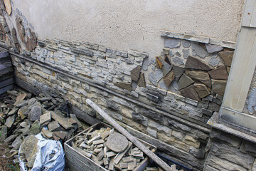 unfinished decorative stone fence