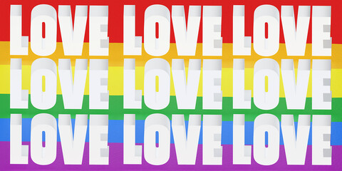 Gay pride concept. LGBT heart rainbow flag. 3d render.