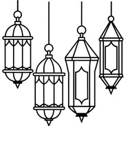 beautiful Islamic lamps for Ramadan coloring book for children and adults