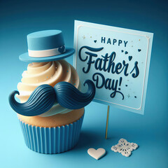 Father's Day cupcake with moustache and hat