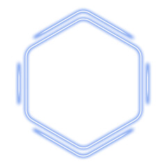 blue hexagon frame neon light