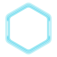 blue hexagon frame neon light