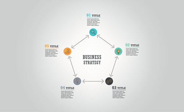 Circle infographics with world map. Element of chart, graph, diagram with 5 options - parts, processes, timeline. Vector business template for presentation.
