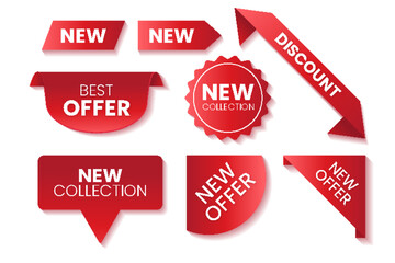 Set of red sale tag sticker badge for promotion