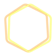 yellow orange double hexagon frame neon light
