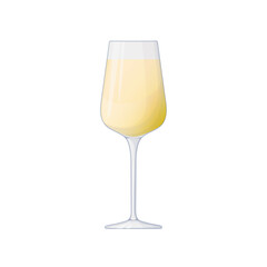white wine in a glass. alcoholic drink, hand drawn in cartoon style.
