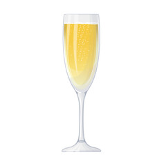 white sparkling wine. alcoholic drink, hand drawn in cartoon style.