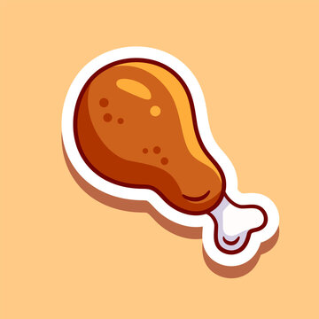 recommend clip art: Fried chicken leg illustration, vector. Fried chicken sticker.