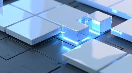 Obraz premium Mesmerizing Neon-Lit Geometric Abstraction in a Futuristic Digital Landscape