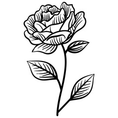 Vintage floral seamless pattern with rose flowers. Element for design. Hand-drawn contour lines and strokes.	