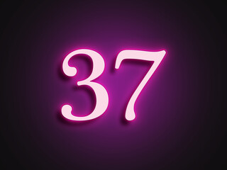 Pink glowing Neon light text effect of number 37.