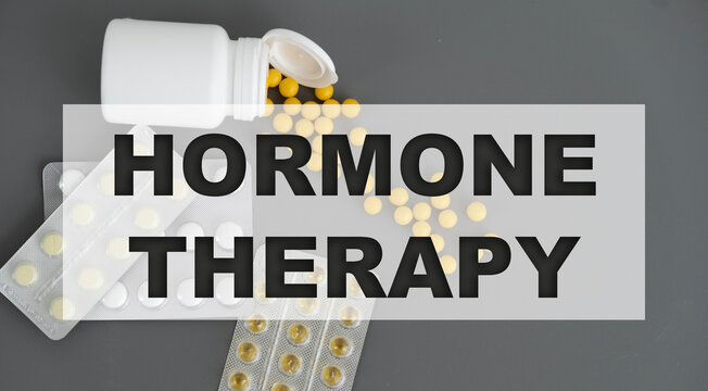 Hormone therapy text written in card. Business photo showcasing treatment of disease with synthetic derived hormones