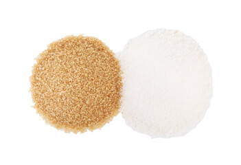 Different types of sugar isolated on white, top view
