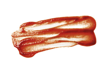 Tasty barbecue sauce isolated on white, top view