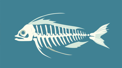 Fish bone icon white isolated on blue background ve - obrazy, fototapety, plakaty