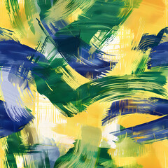 Dynamic Brushstrokes Abstract, Yellow and Blue, Expressive Artistic Background