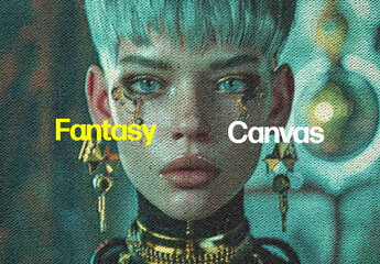 Fantasy Canvas Texture Overlay Photo Effect Mockup - obrazy, fototapety, plakaty