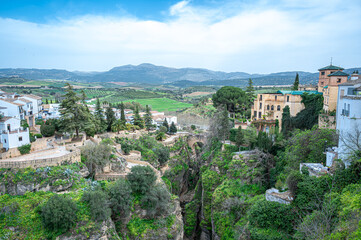 Fototapeta na wymiar Ronda old town cityscape above El Tajo canyon in Andalusia, Spain
