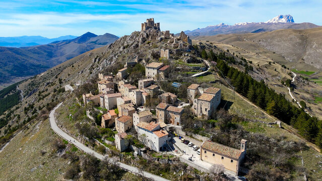Rocca di Calascio, Abruzzo, Italy, aerial photography