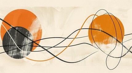 Abstract lines. Earthy and organic. Brown, orange, black. Minimal.