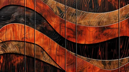 Fotobehang Abstract lines. Earthy and organic. Brown, orange, black. Minimal. © paisorn
