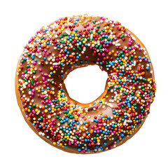 Chocolate Sprinkle Donut isolated on transparent background Generative Ai.
